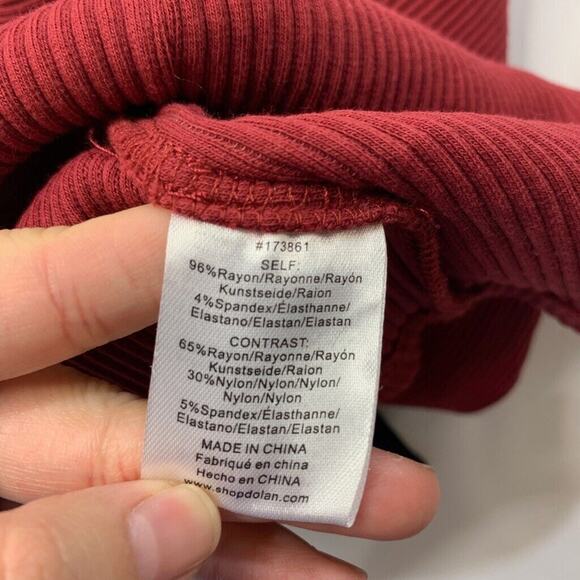 Dolan Tank Top Womens S Small Burgundy Black Big Bow Ribbed Fitted Anthropologie - Picture 10 of 12